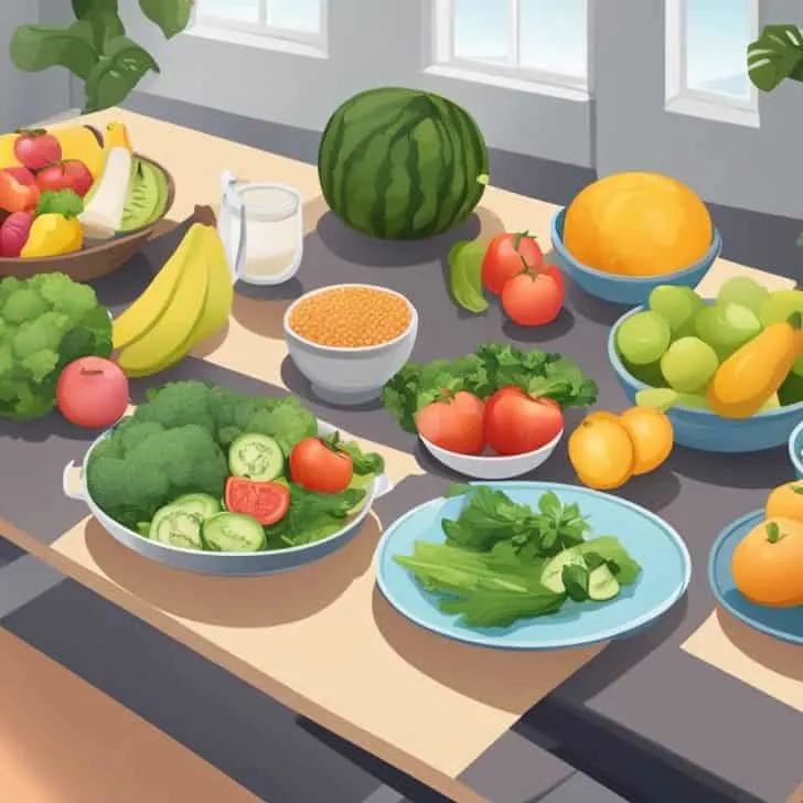 Table topped with healthy food